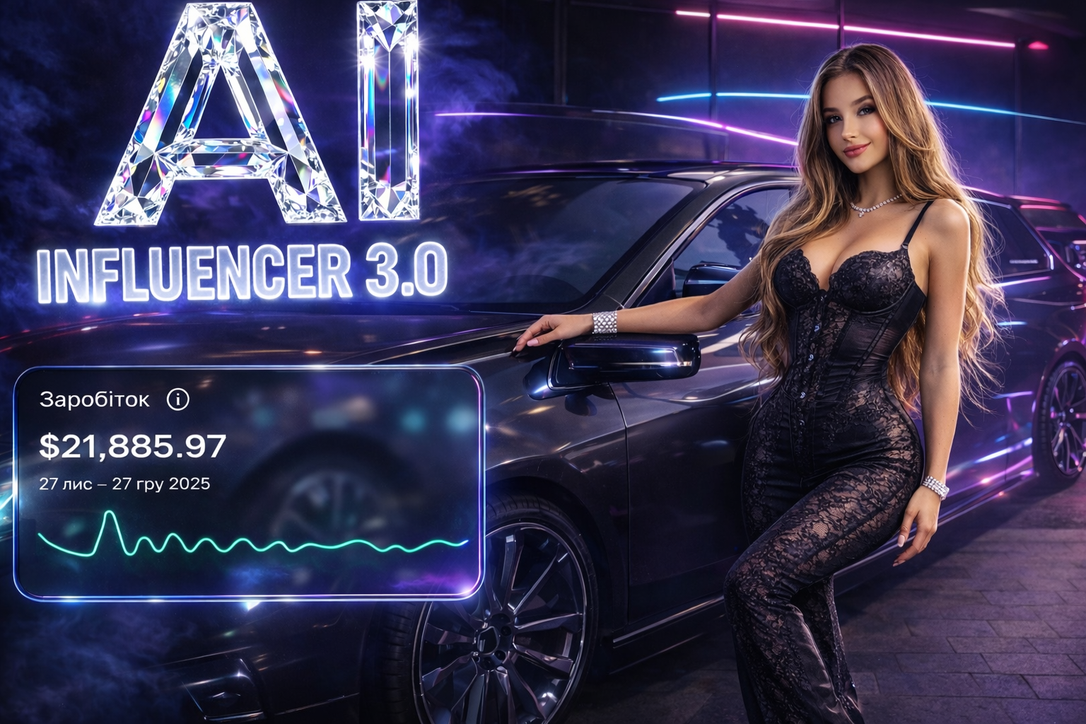 Обкладинка AI Influencer 3.0 - заробіток на AI-моделях